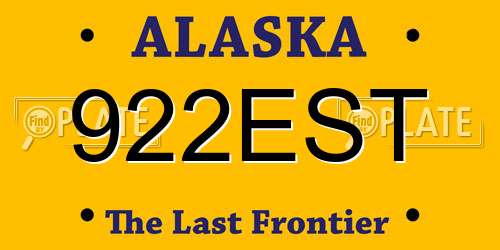 922EST Alaska License Plate