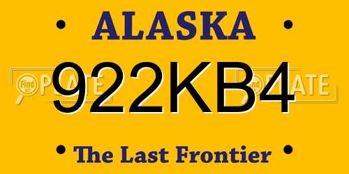 922KB4 Alaska License Plate