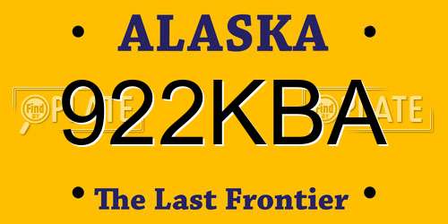922KBA Alaska License Plate