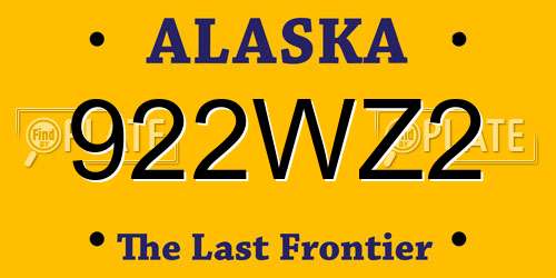 922WZ2 Alaska License Plate