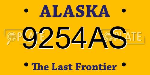 9254AS Alaska License Plate