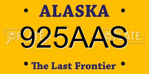 925AAS Alaska License Plate