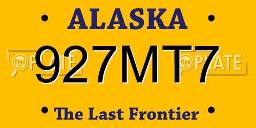 927MT7 Alaska License Plate