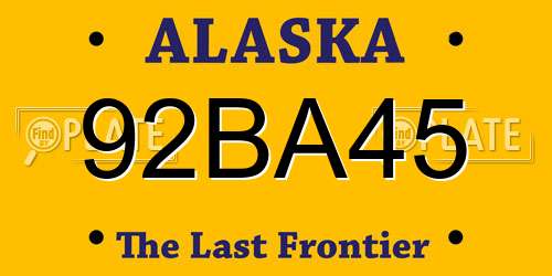 92BA45 Alaska License Plate