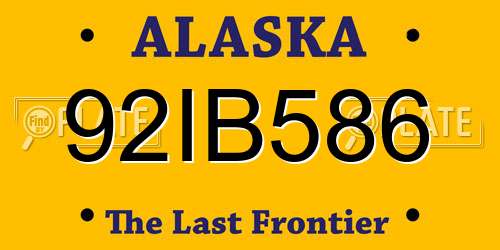 92IB586 Alaska License Plate