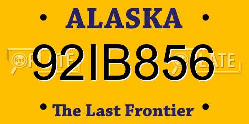 92IB856 Alaska License Plate