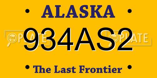 934AS2 Alaska License Plate