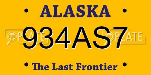 934AS7 Alaska License Plate
