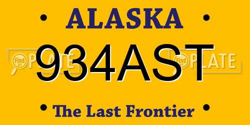 934AST Alaska License Plate