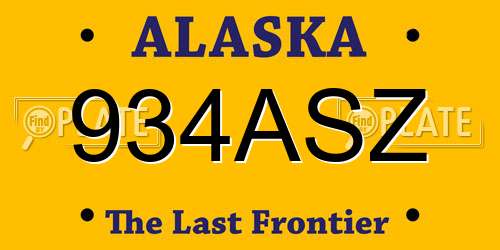 934ASZ Alaska License Plate