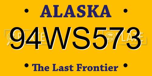 94WS573 Alaska License Plate