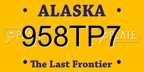 958TP7 Alaska License Plate