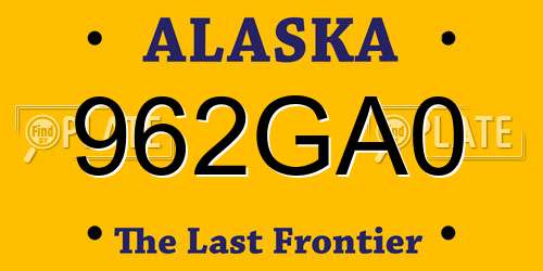 962GA0 Alaska License Plate