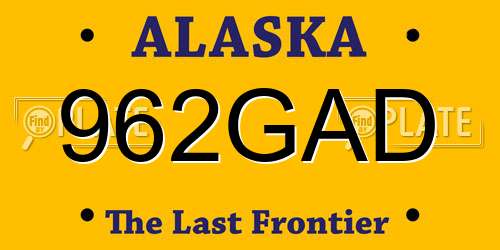 962GAD Alaska License Plate