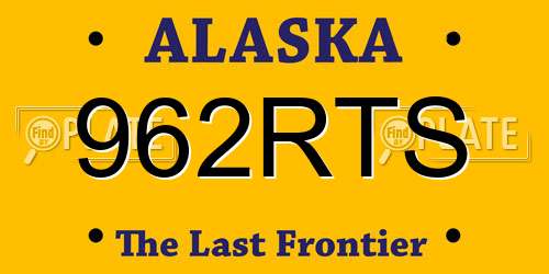 962RTS Alaska License Plate