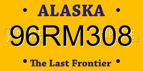 96RM308 Alaska License Plate