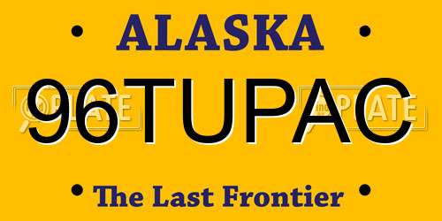 96TUPAC Alaska License Plate