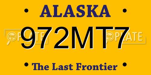 972MT7 Alaska License Plate