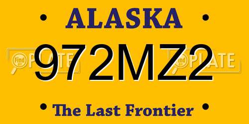 972MZ2 Alaska License Plate