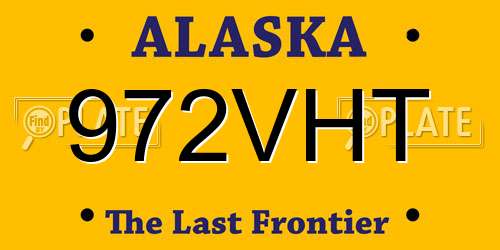 972VHT Alaska License Plate
