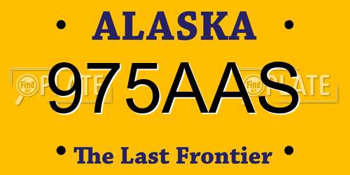 975AAS Alaska License Plate