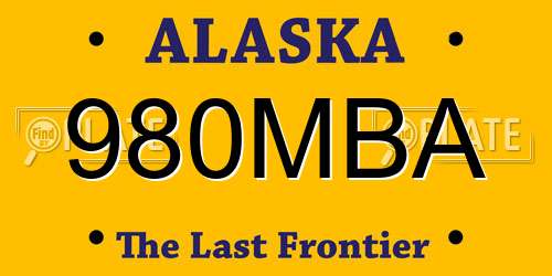 980MBA Alaska License Plate