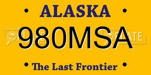 980MSA Alaska License Plate