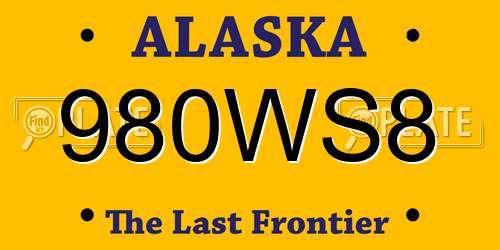 980WS8 Alaska License Plate