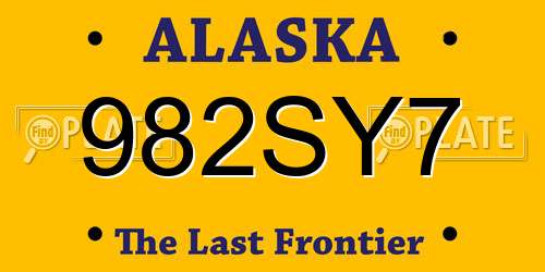 982SY7 Alaska License Plate
