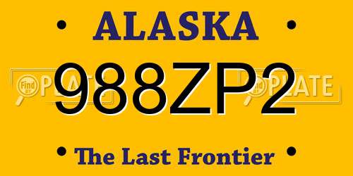 988ZP2 Alaska License Plate