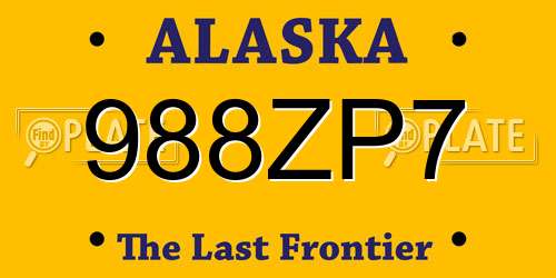 988ZP7 Alaska License Plate