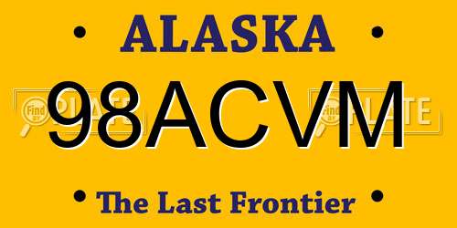 98ACVM Alaska License Plate