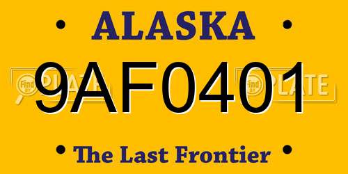 9AF0401 Alaska License Plate