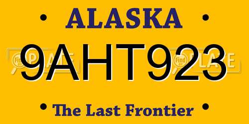 9AHT923 Alaska License Plate