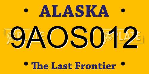 9AOS012 Alaska License Plate