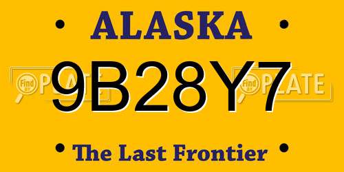 9B28Y7 Alaska License Plate