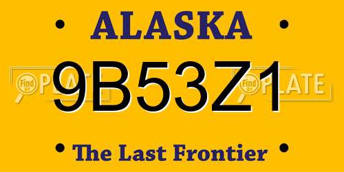 9B53Z1 Alaska License Plate