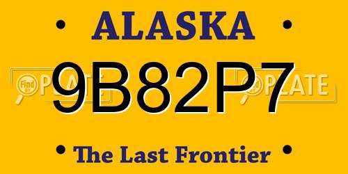 9B82P7 Alaska License Plate