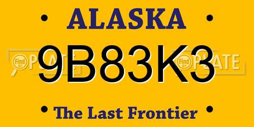9B83K3 Alaska License Plate