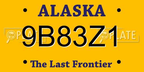 9B83Z1 Alaska License Plate