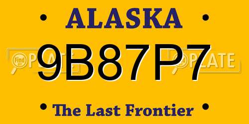 9B87P7 Alaska License Plate