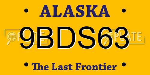 9BDS63 Alaska License Plate