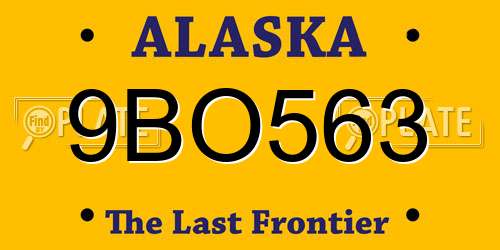 9BO563 Alaska License Plate