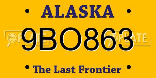 9BO863 Alaska License Plate