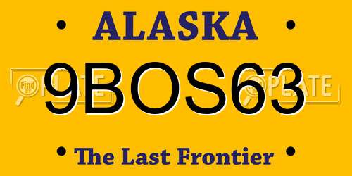 9BOS63 Alaska License Plate