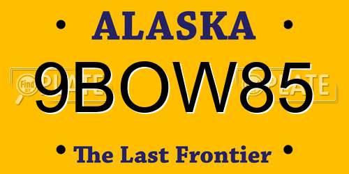 9BOW85 Alaska License Plate