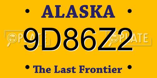 9D86Z2 Alaska License Plate