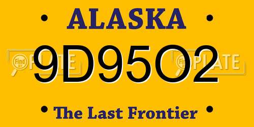 9D95O2 Alaska License Plate