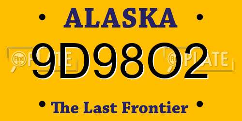 9D98O2 Alaska License Plate