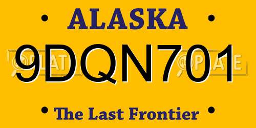 9DQN701 Alaska License Plate